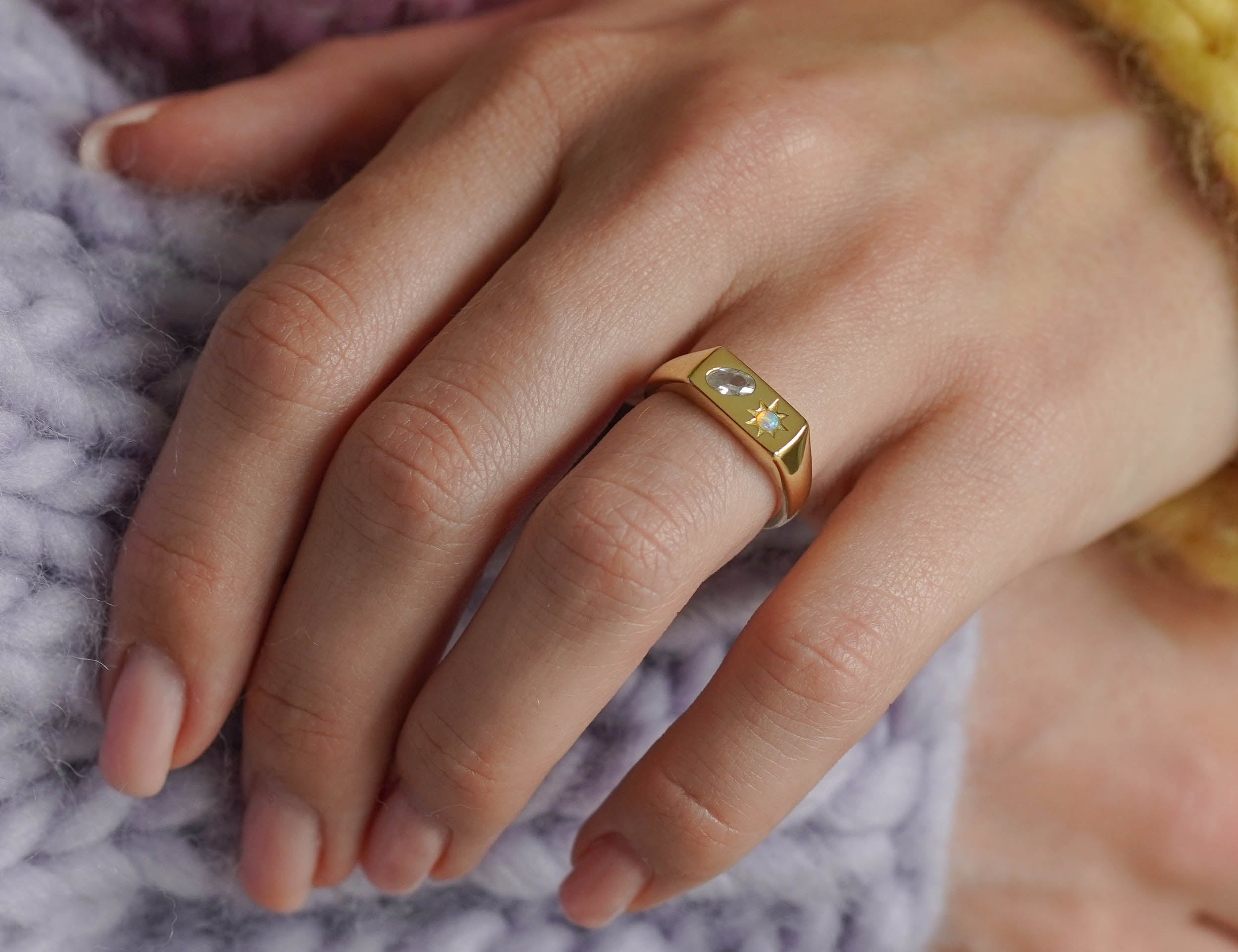 Celestial Bar Adjustable Signet Ring - Junk Jewels