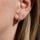 Pink and Green Stone Petite Hoop Earrings - Junk Jewels