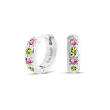 Pink and Green Stone Petite Hoop Earrings - Junk Jewels