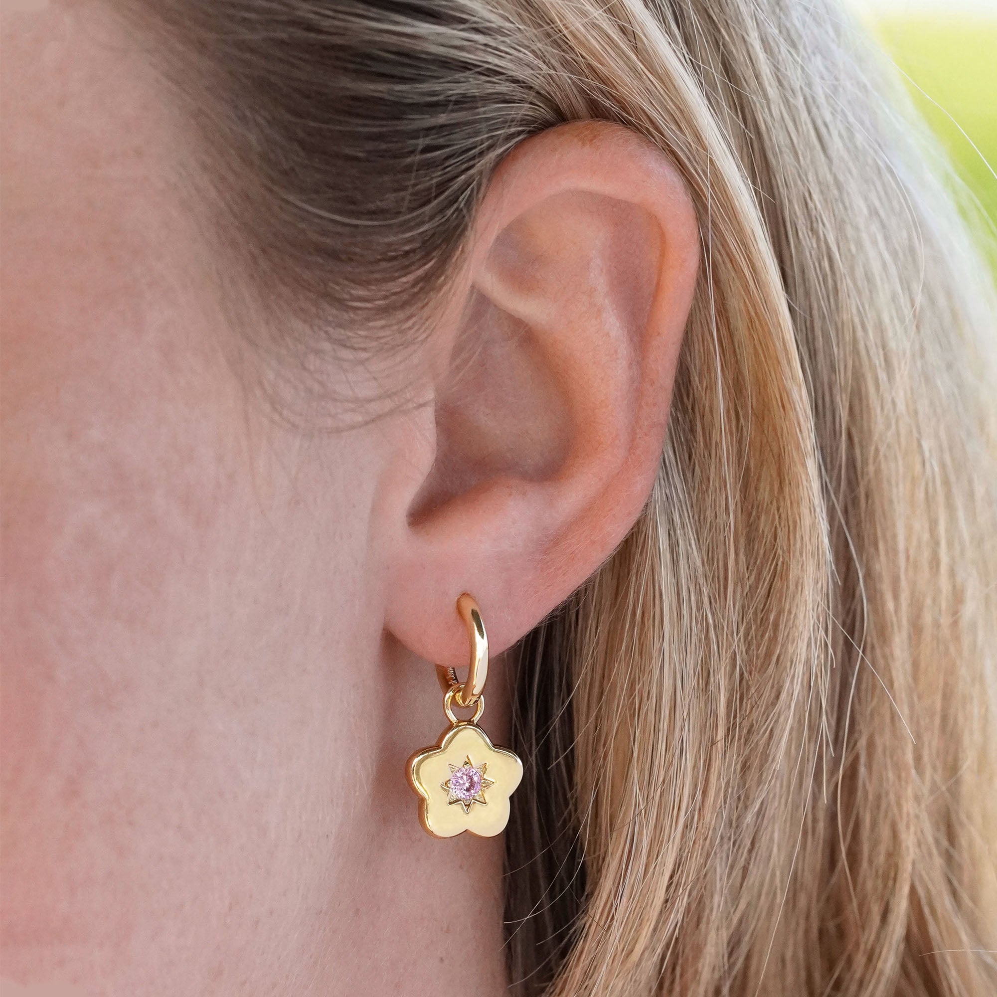 Flower Power Charm Hoop Earrings - Junk Jewels