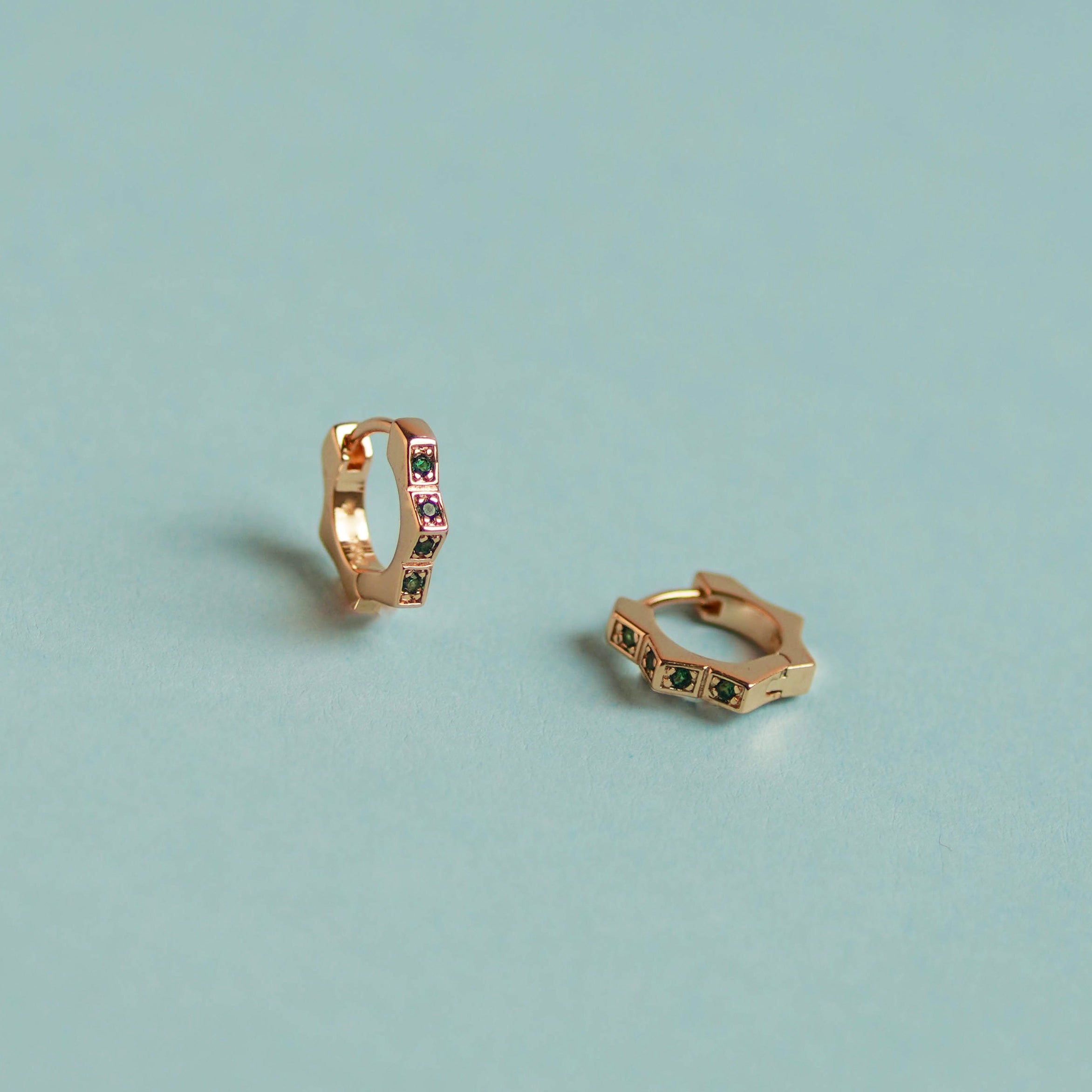 Green Gemstone Huggie Hoop Earrings – Junk Jewels