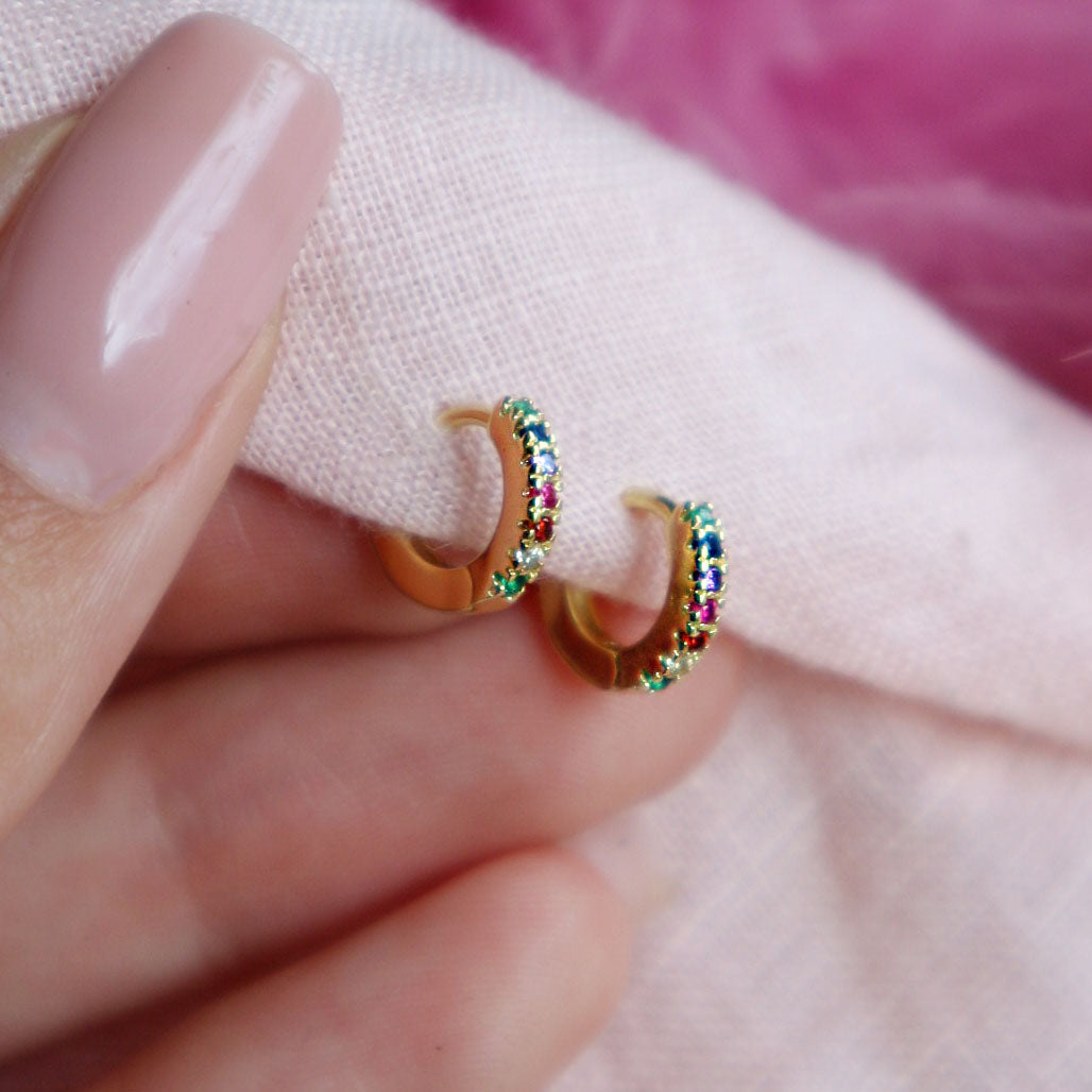 Rainbow gold hoop on sale earrings